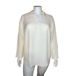CJ Banks Ivory Textured Boho Blouse Top Shirt Plus Size 2X NWT